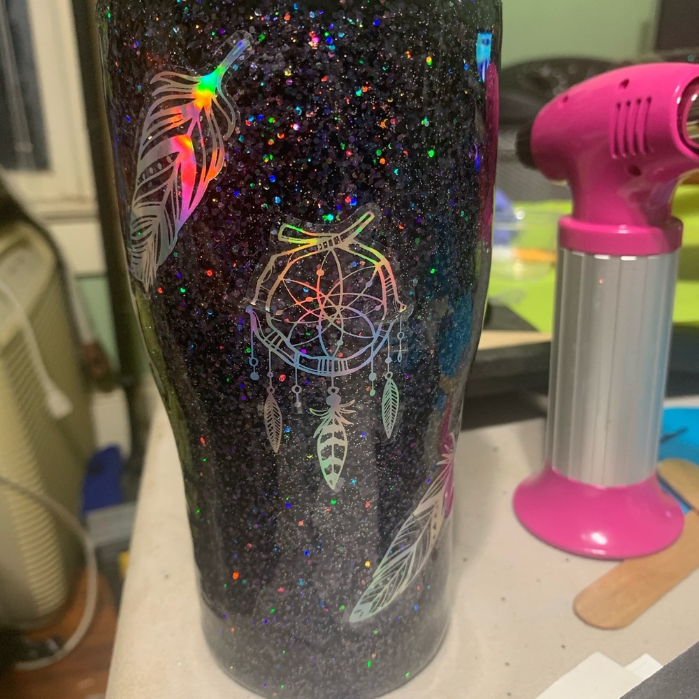 Custom 20 oz black glitter tumbler